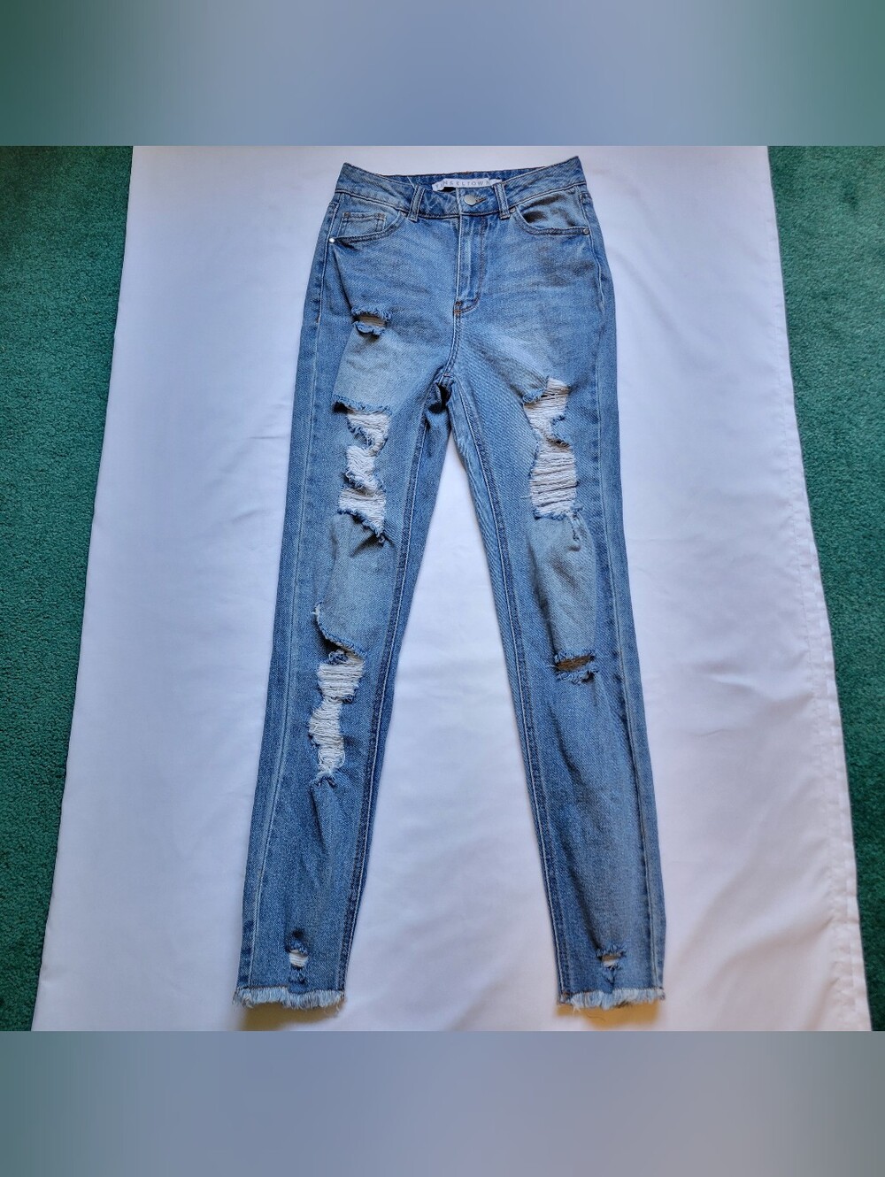 Tinseltown Women's Distressed Skinny Jeans Size 1 Blue Denim Ankle Stretch